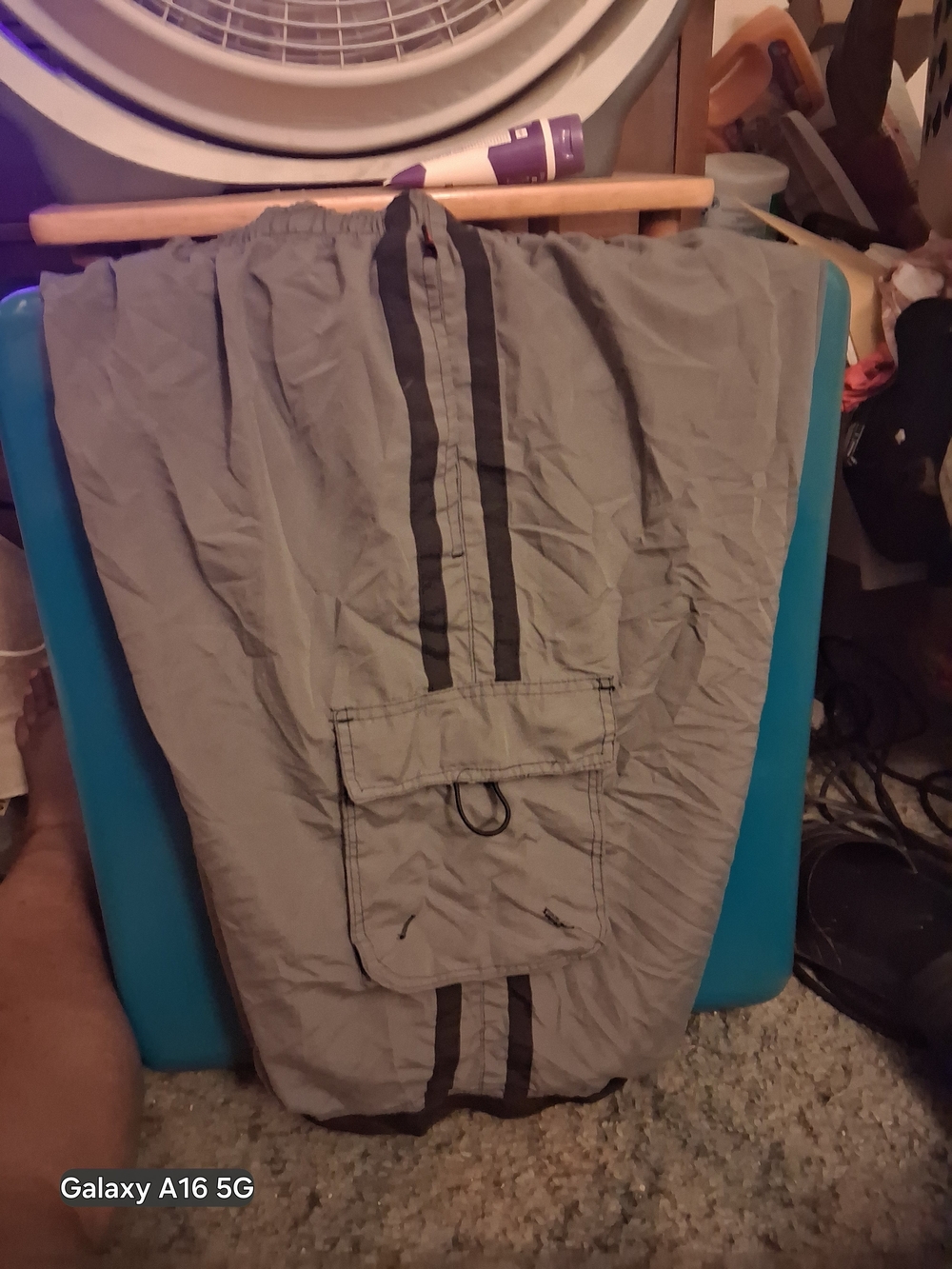 Men's Gray Swim Hybrids with Black Stripe Detail